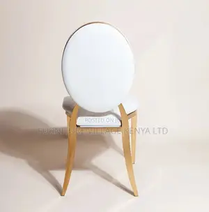 Dining Chair; 4 Leg Leather Gold-Event Dining Chair