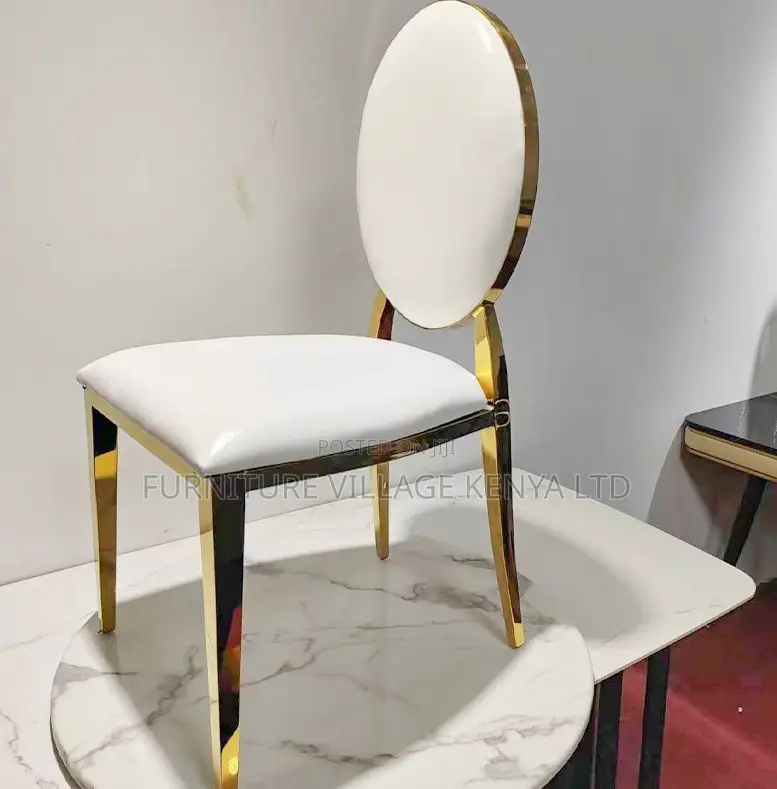Dining Chair; 4 Leg Leather Gold-Event Dining Chair