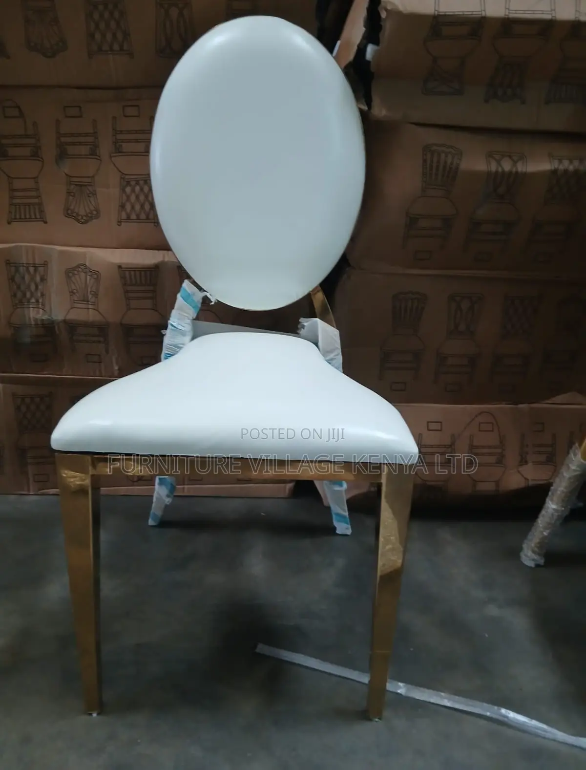 Dining Chair; 4 Leg Leather Gold-Event Dining Chair