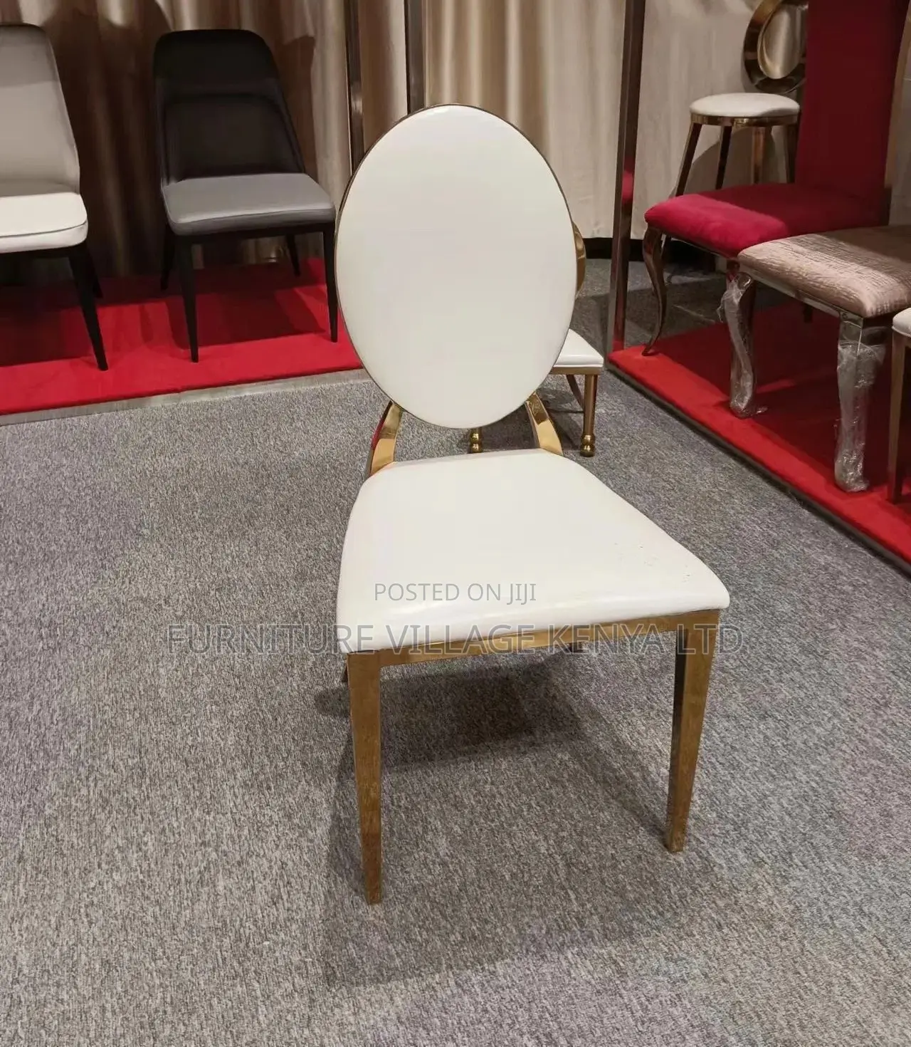 Dining Chair; 4 Leg Leather Gold-Event Dining Chair
