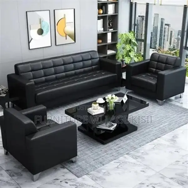 Office Sofa; 5-Seater Executive Leather Office Sofa