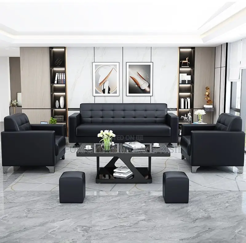 Office Sofa; 5-Seater Executive Leather Office Sofa