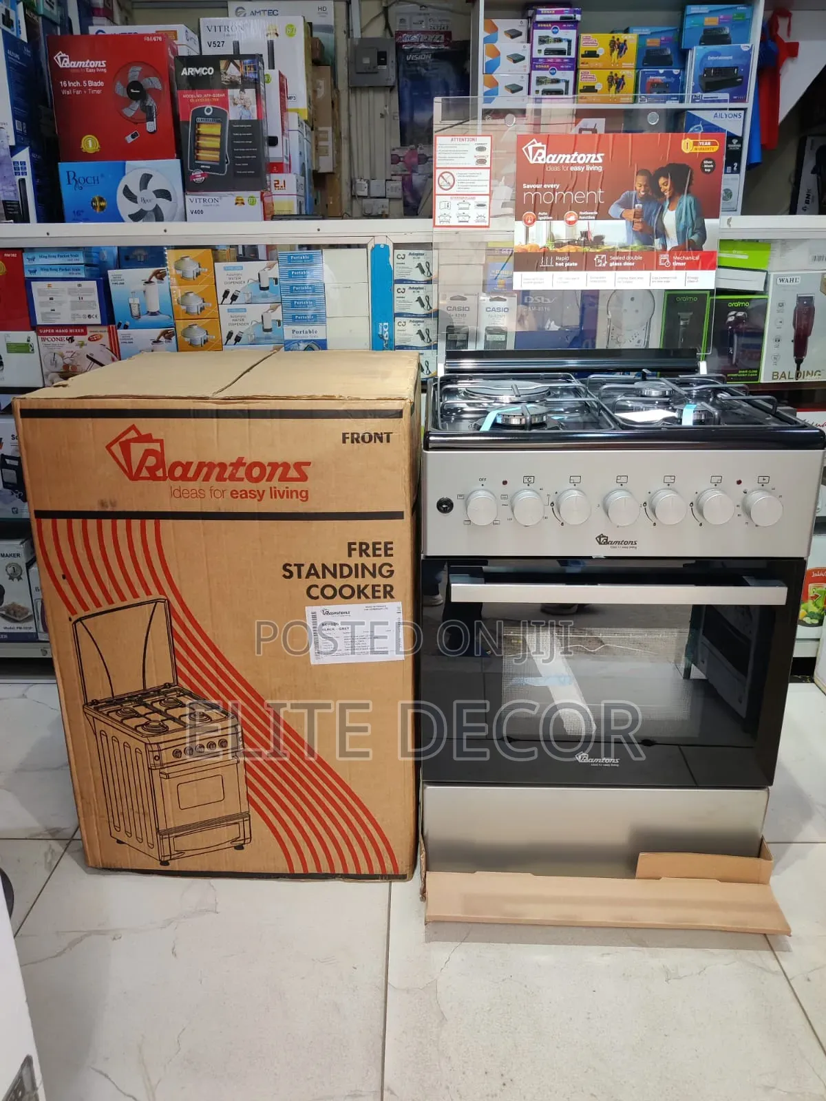 Ramtons RC306 Standing Cooker 58×58 – 3 Gas + 1 Electric