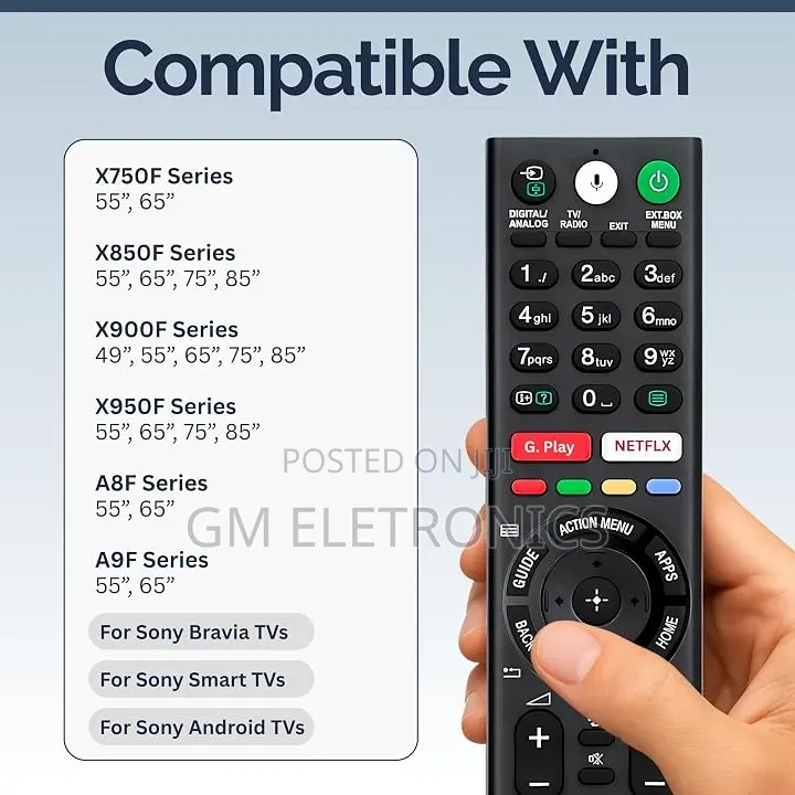 Sony Voice Remote Control for Google TV Models X900F, X850F, X950F,A8F