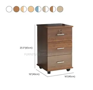 Office Cabinet; 3 Drawer Wooden Mobile Storage Cabinet