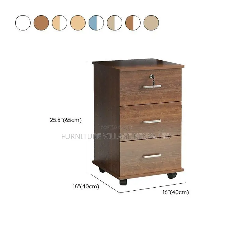 Office Cabinet; 3 Drawer Wooden Mobile Storage Cabinet