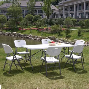 Foldable Table: 1.8m by 0.6m Plastic Top With Frame Metal