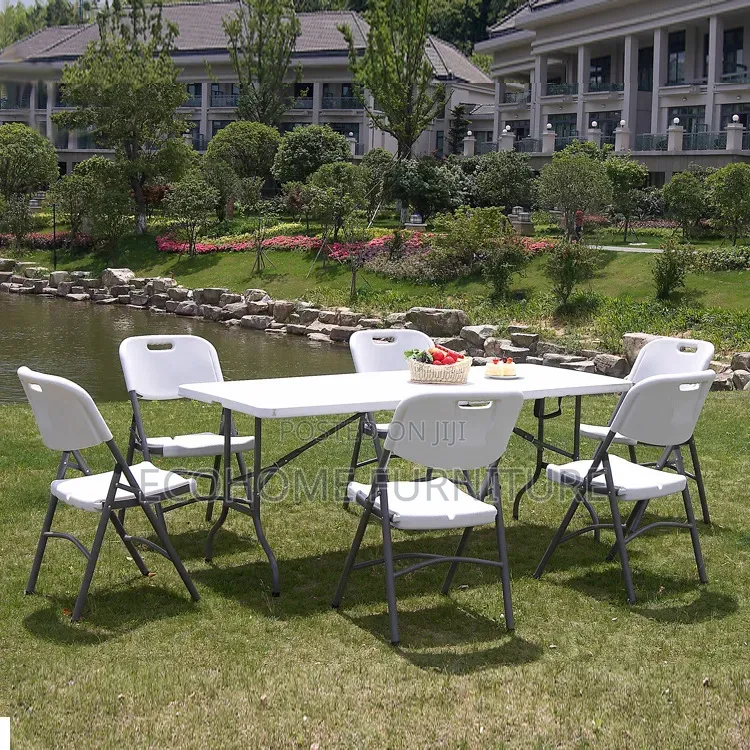 Foldable Table: 1.8m by 0.6m Plastic Top With Frame Metal
