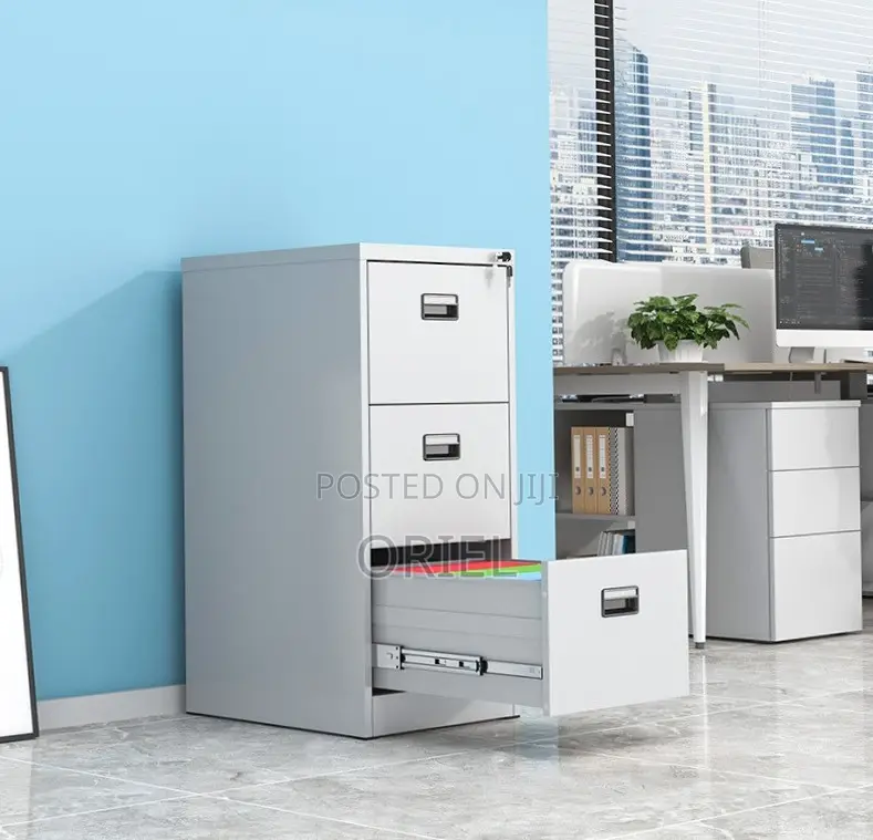 Office Cabinet : Three-Drawer Filing Document Filing Cabinet.