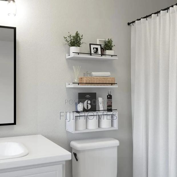 Solid Pine Wood Bathroom Floating Shelves | 3 Tier | 40cm - thumbnail 2
