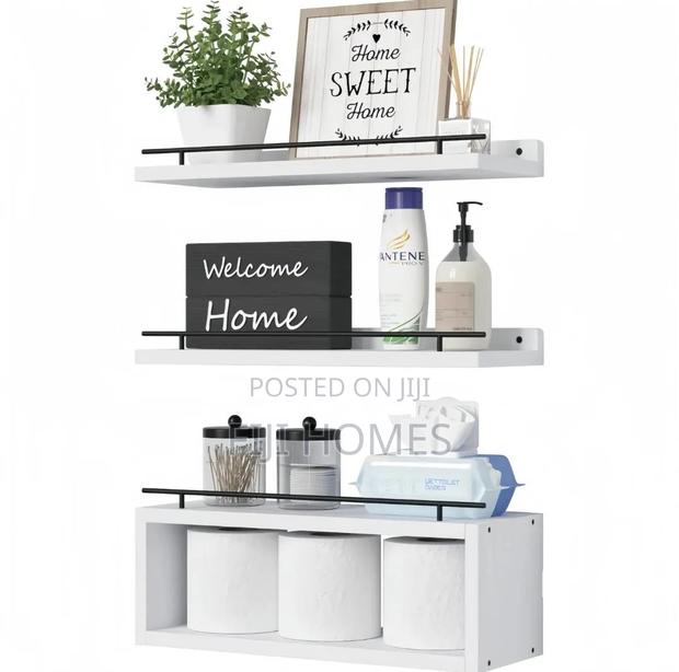 Solid Pine Wood Bathroom Floating Shelves | 3 Tier | 40cm - thumbnail 4