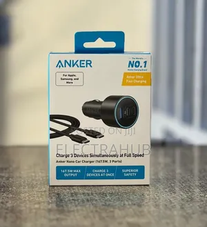 Anker Nano Car Charger 167.5W 3 Ports Brand New Sealed