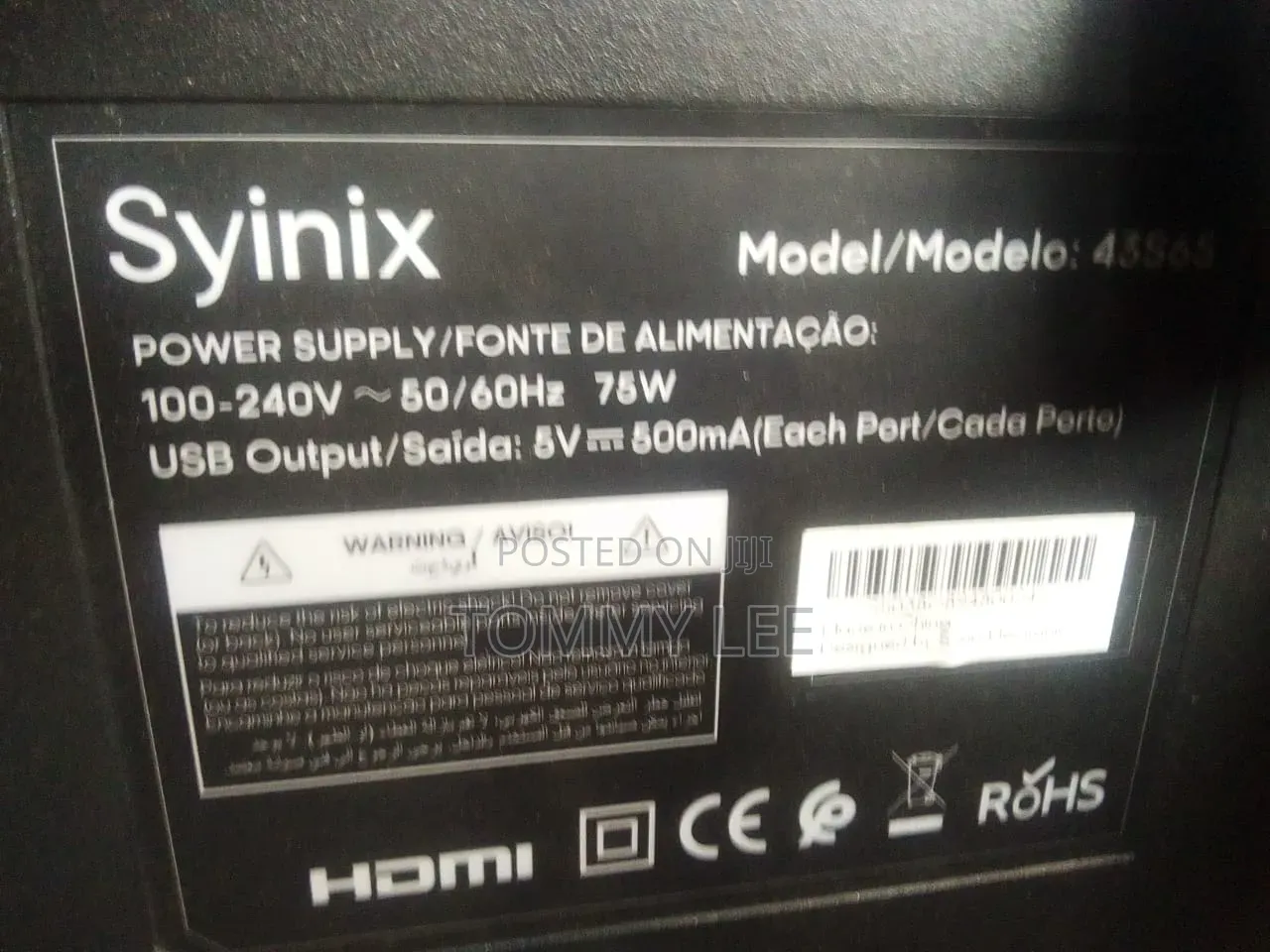 Syinix TV 43inches