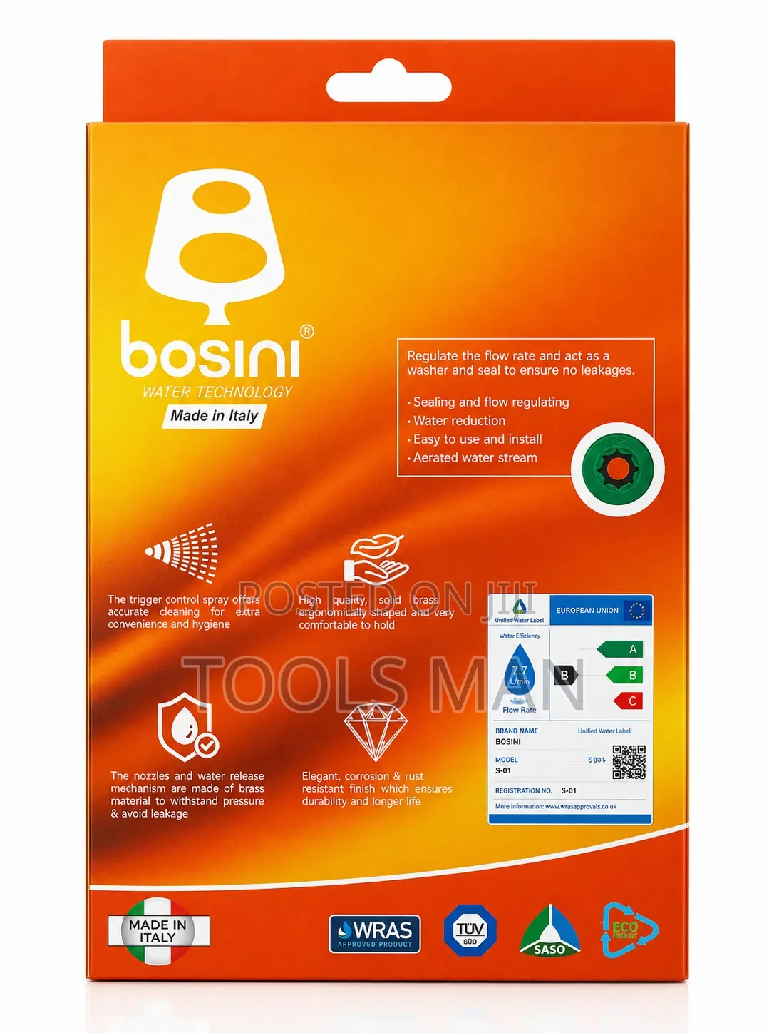 Bosini Arabic Shower.Italy Brass Bidet Spray Set.Holder Flexible Hose