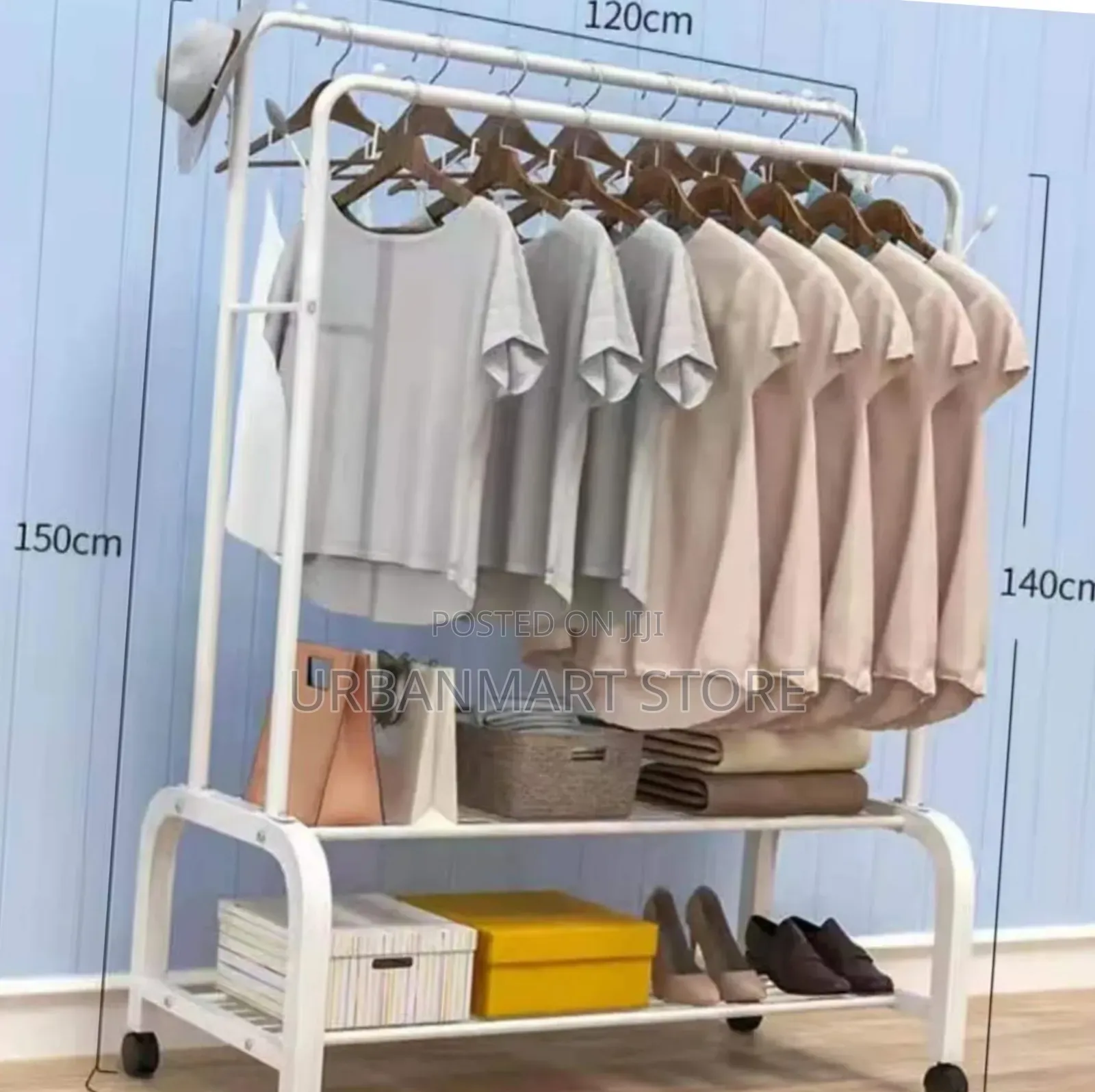 Double Pole Multipurpose Cloth Organizer Rack