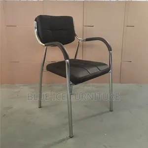 Office Chair;Black Visitor Office Chair With Chrome Frame