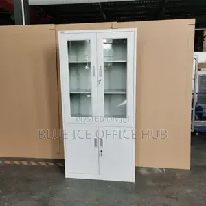 Office Cabinet -White Glass Door Office Cabinet
