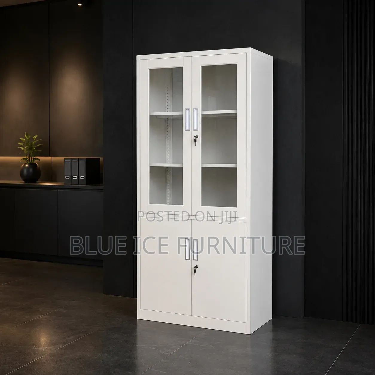 Office Cabinet -White Glass Door Office Cabinet