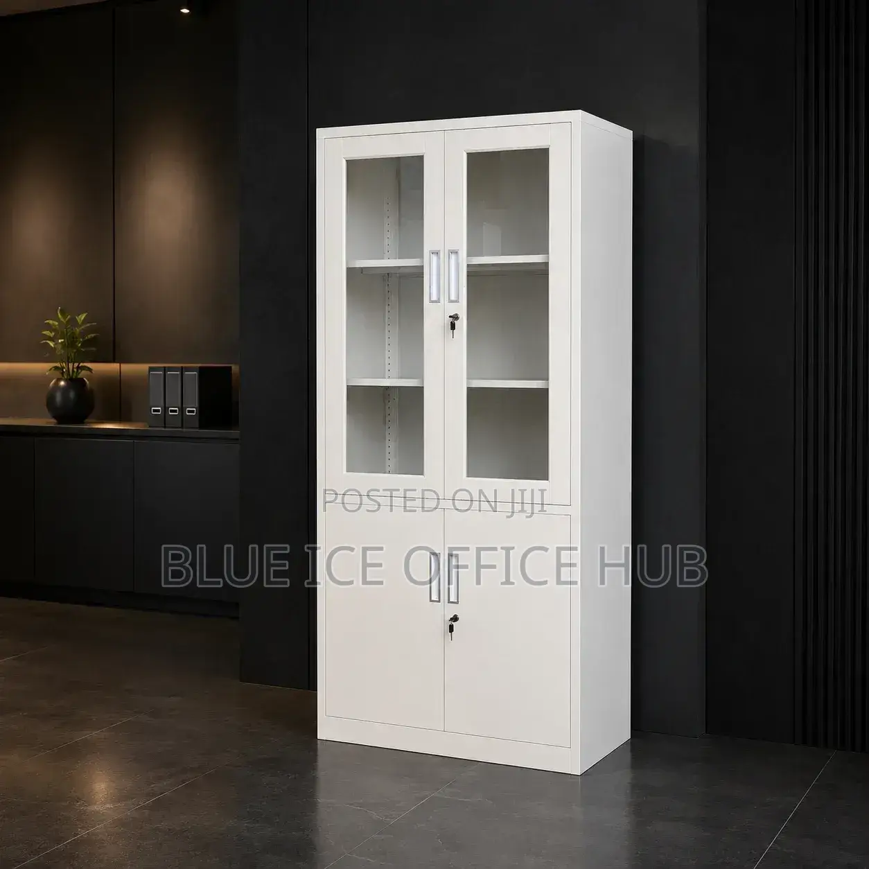 Office Cabinet -White Glass Door Office Cabinet