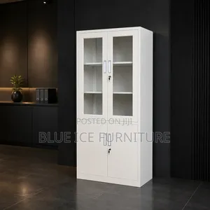 Office Cabinet -White Glass Door Office Cabinet
