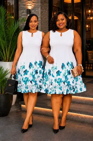 Floral Sleeveless Fit-and-Flare Midi Dress”.