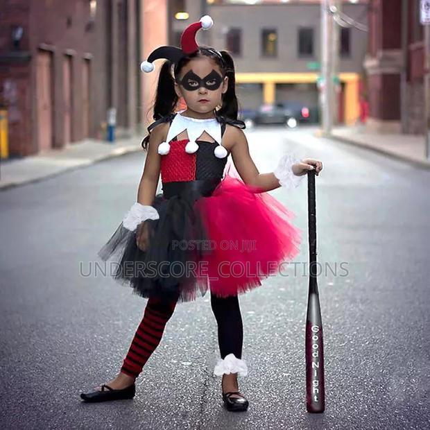 Red-and-Black Harley Quinn-Style Jester Tutu Costume Set