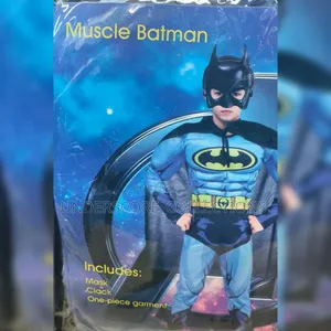 Classic Blue-and-Grey Muscle-Padded Children's Batman Costume