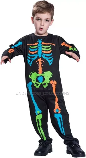 Neon-Style Skeleton Print Halloween Children's Costume