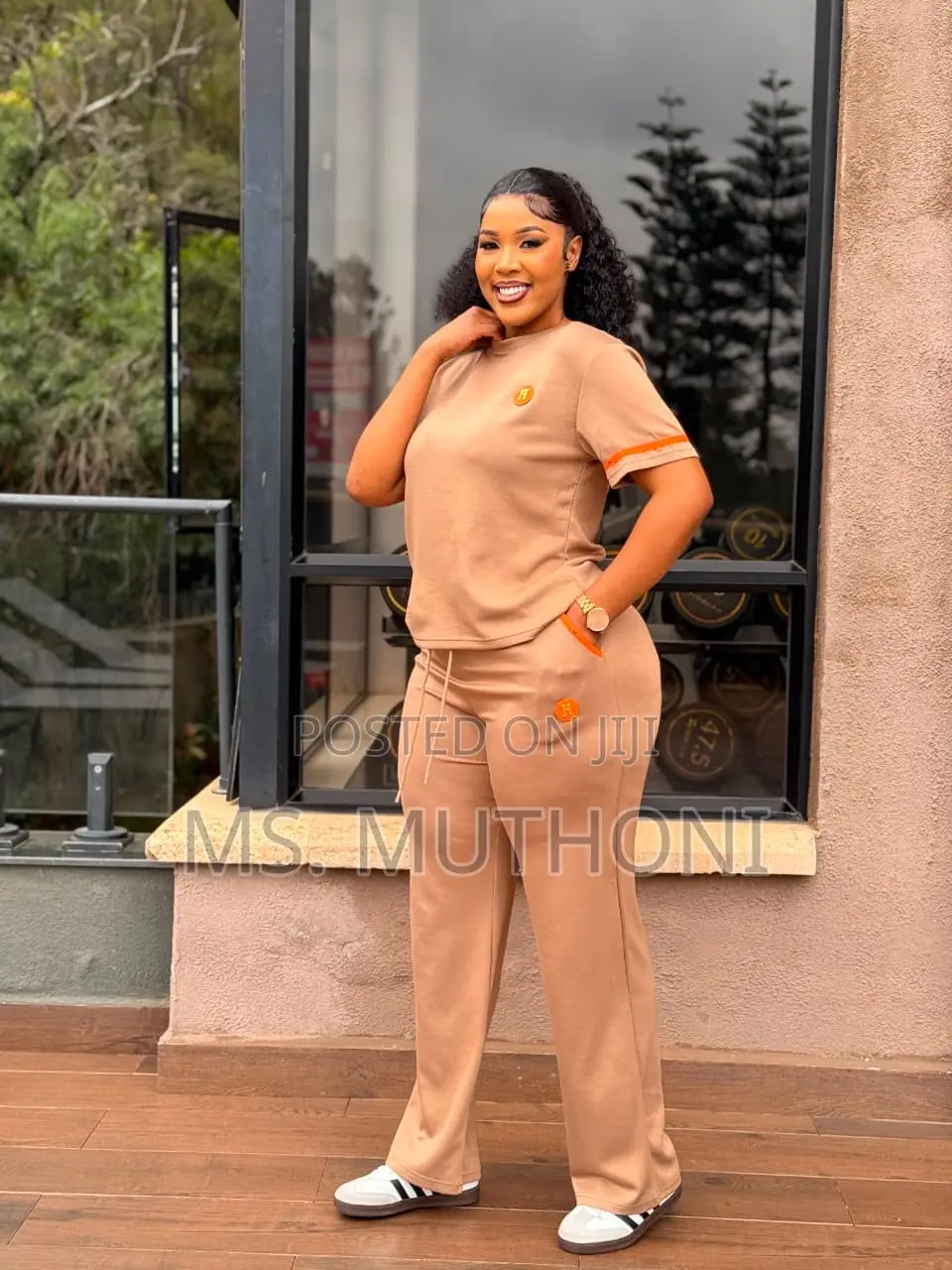 Designer (Hermès )Two-Piece Wide-Leg Lounge Set (M-Xl)