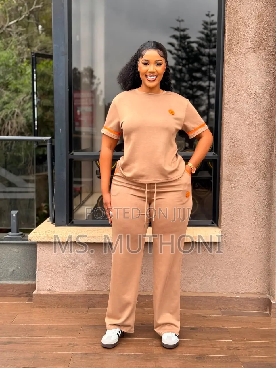 Designer (Hermès )Two-Piece Wide-Leg Lounge Set (M-Xl)