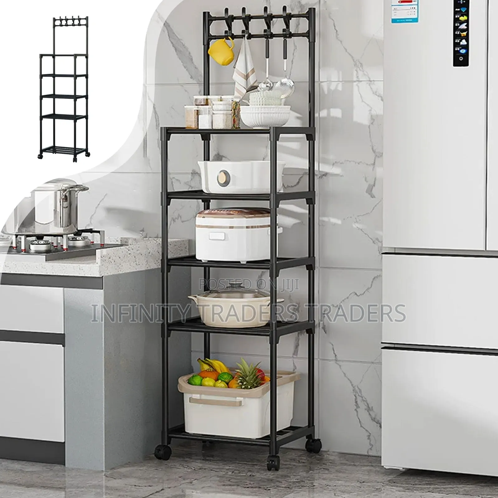 5 Layer Metallic Kitchen Rack