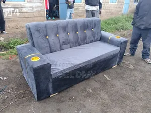 Channel-Tufted Sofa With Gold Cup Holders – Navy Grey Options