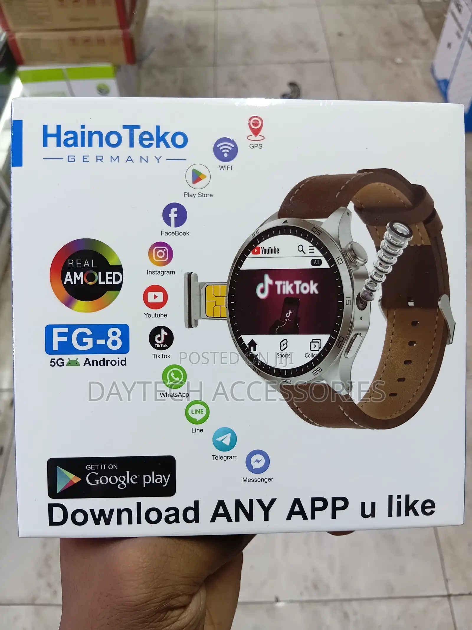 Haino Teko FG8 Android Smartwatch 1.43 Inch AMOLED Display - Black