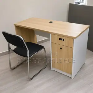 Durable Office Desk Set With Lockable Drawer and Metal Frame Chair