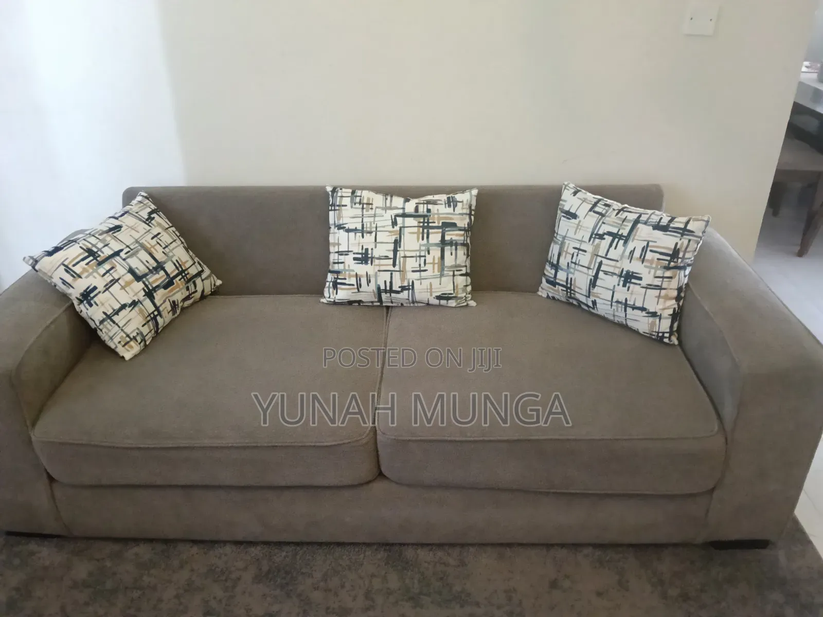 Grey 5 Seater Fabric Sofa