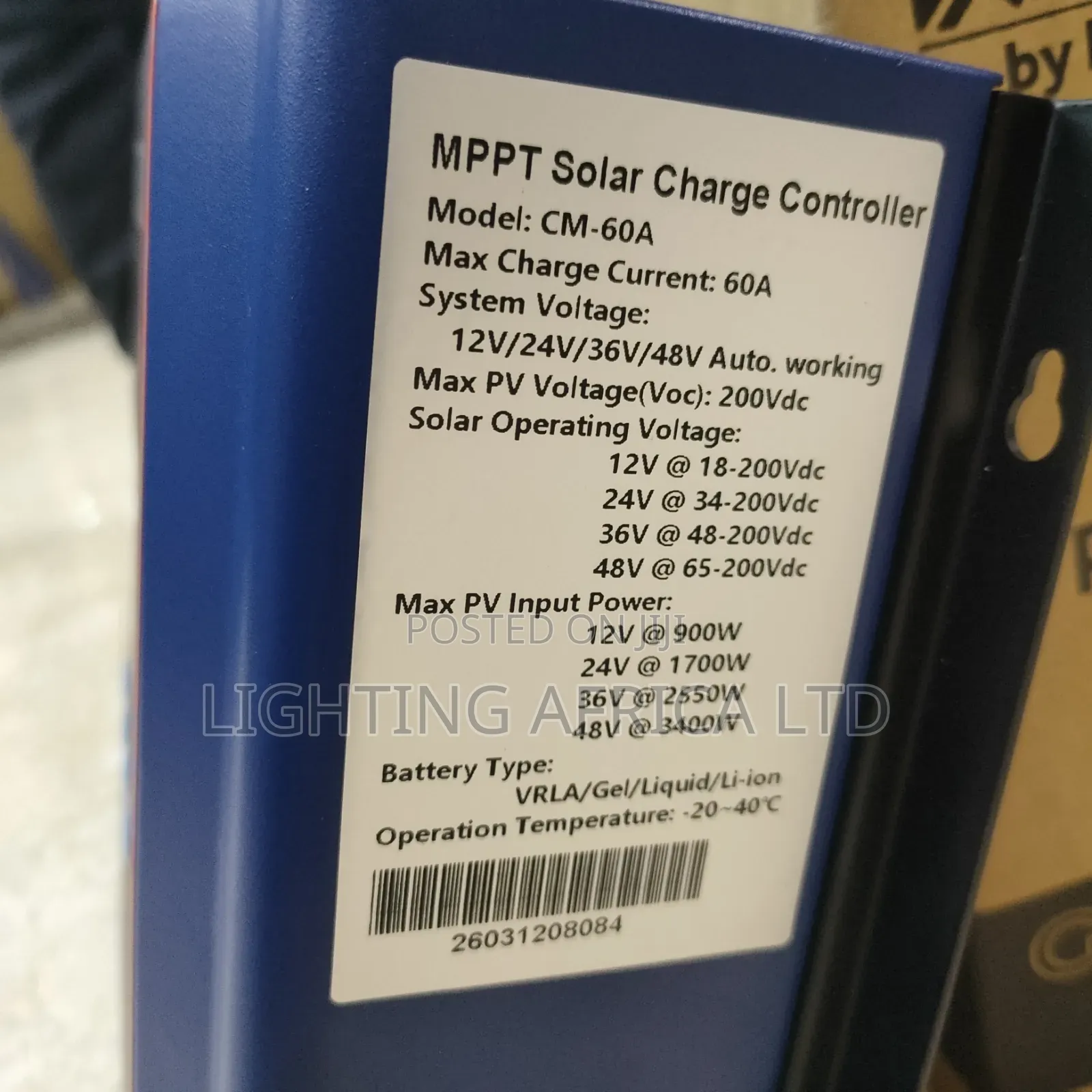 60A - 12v /24v / 36v / 48v Auto - Pv 200 VOC Charge Controller