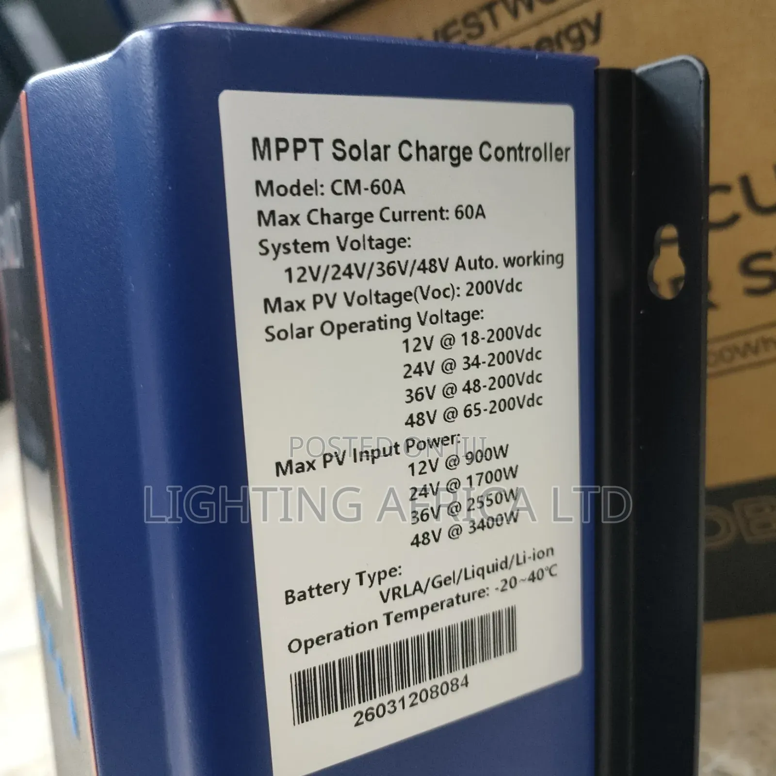 Snadi 60A - 12v/24v/36v/48v Solar MPPT Charger Controller