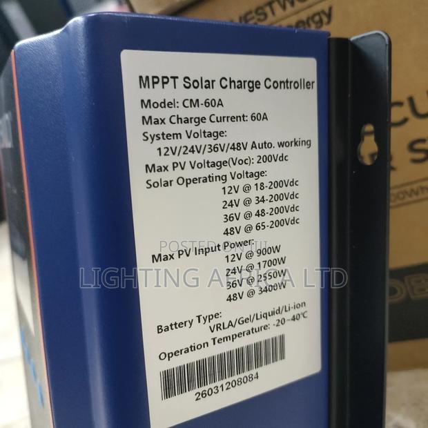 Snadi 60A - 12v/24v/36v/48v Solar MPPT Charger Controller - thumbnail 3