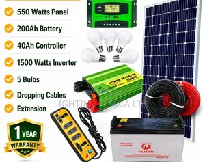 550w Solar Full Kit for 43" TV, Woofer,8 Lights, WiFi 4ch CCTV