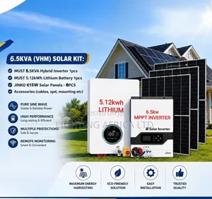 6.5kva Inverter - 5.12kwh Lithium -(4)625w Solar - Install Transport