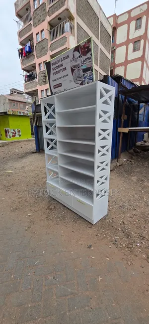 Free White Standing Shoe Rack With Open Shelves and Three Drawers 5*6