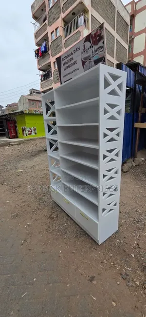 Free White Standing Shoe Rack With Open Shelves and Three Drawers 5*6