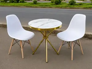 Dining Table;Modern Round Marble Dining Table Set White Eames Chairs –