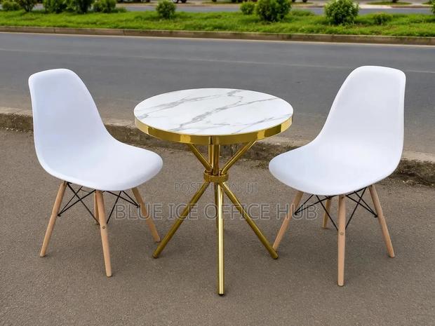 Dining Table;Modern Round Marble Dining Table Set White Eames Chairs – - thumbnail 5