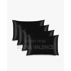 Set of 4 Black Silk Satin Pillowcases