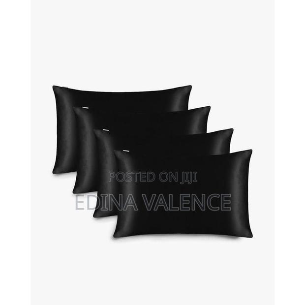 Set of 4 Black Silk Satin Pillowcases