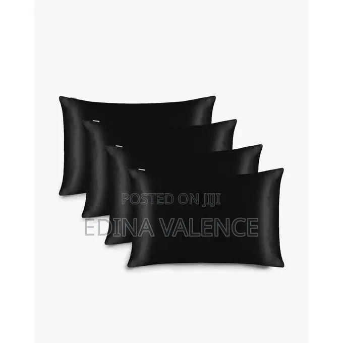 Set of 4 Black Silk Satin Pillowcases