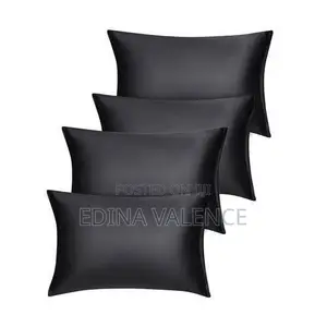 Set of 4 Black Silk Satin Pillowcases