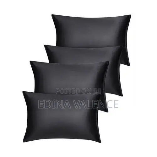 Set of 4 Black Silk Satin Pillowcases