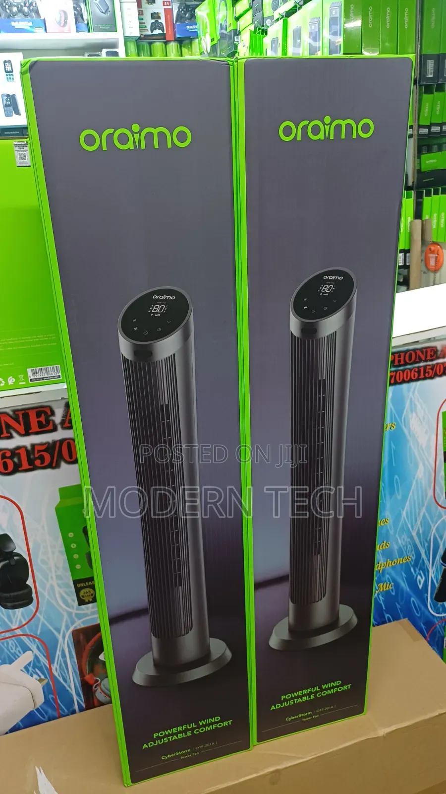 Oraimo CyberStorm 40-Inch Tower Fan 50W – 4 Speeds, Quiet Cooling Fan